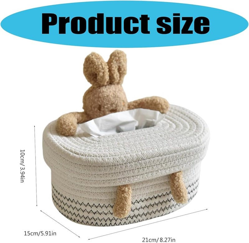 غطاء صندوق مناديل من قطن ملون، منظِّم مكتبي، حامل مناديل لطاولات القهوة - Image 3